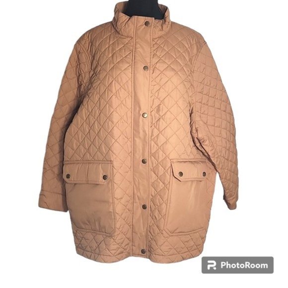Lands' End Camel Colored Quilted Mid-Length Jacket - Size 3X - Picture 1 of 15